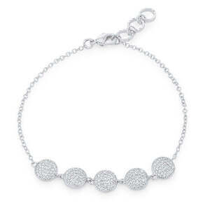 Snowman 0.2ct CZ Rhodium Holiday Charm Bracelet